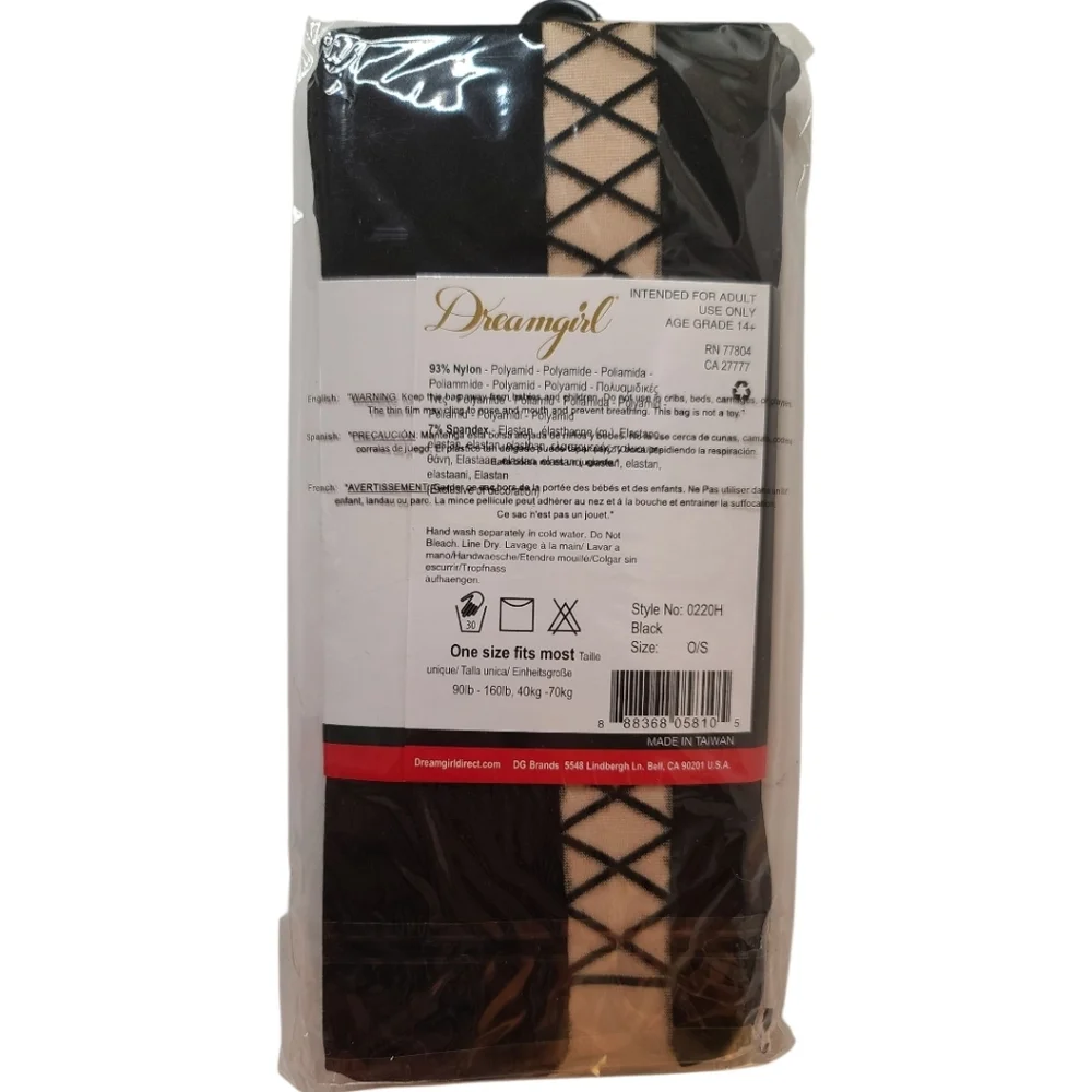 Dreamgirl Sexy Pantyhose Black and Nude Illusion Lace-Up  Boot Design  NWT